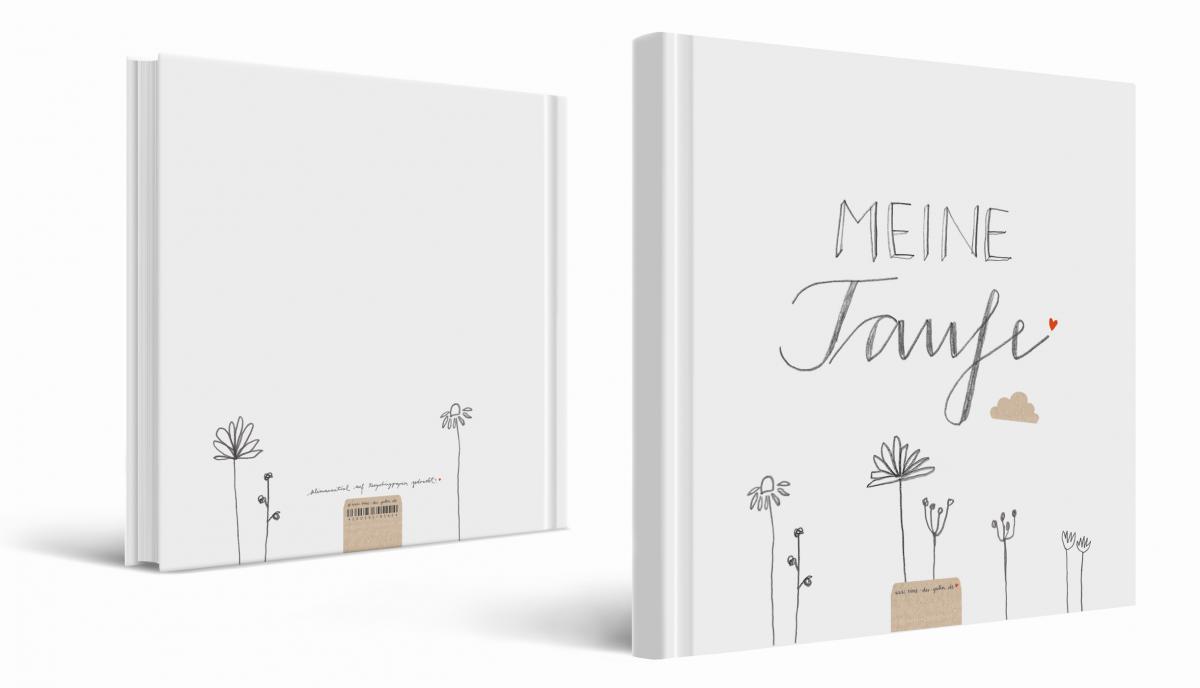 Gästebuch Blanko Taufe, Taufbuch weiß mit Blumen, nachhaltig Recyclingpapier